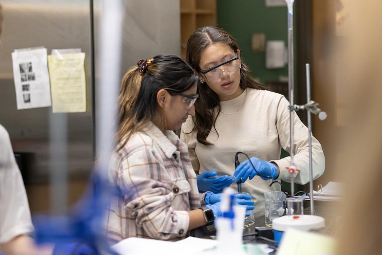 Two students in a lab